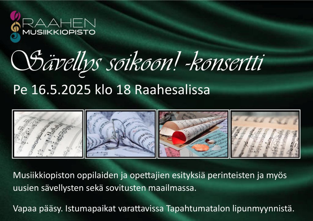Sävellys soikoon -konsertti Raahesalissa pe 16.5.2025 klo 18