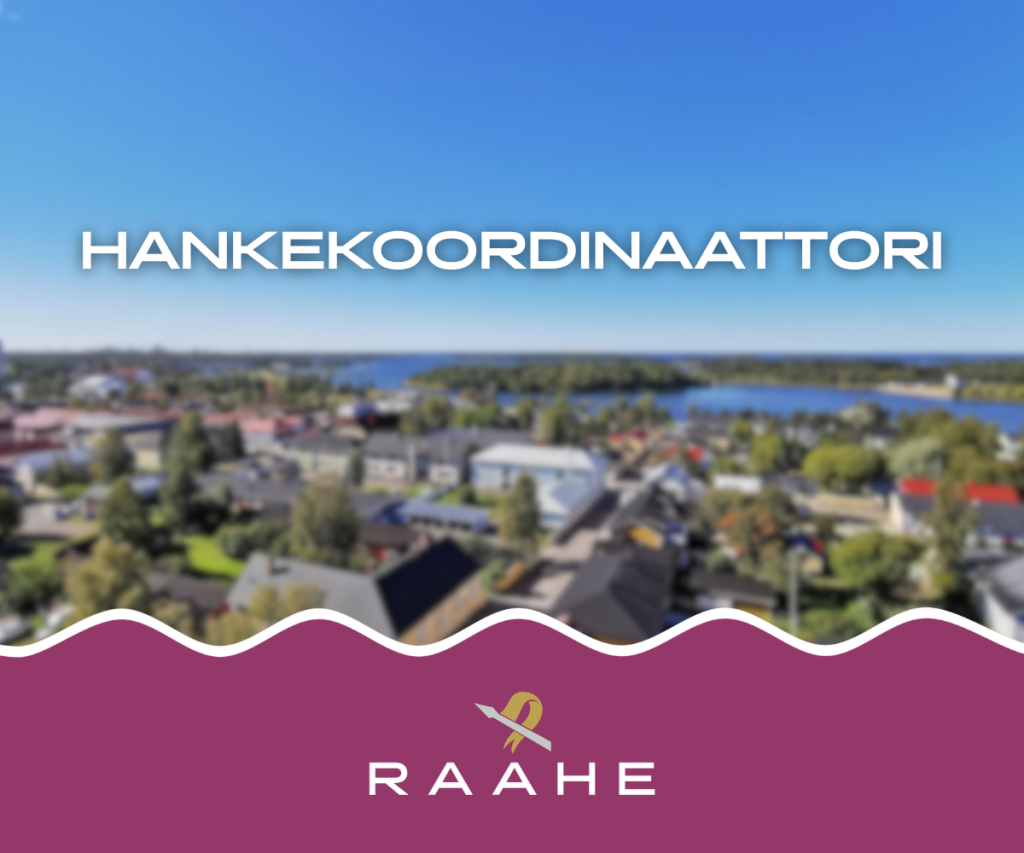 Hankekoordinaattori tekstinä sinisellä pohjalla.