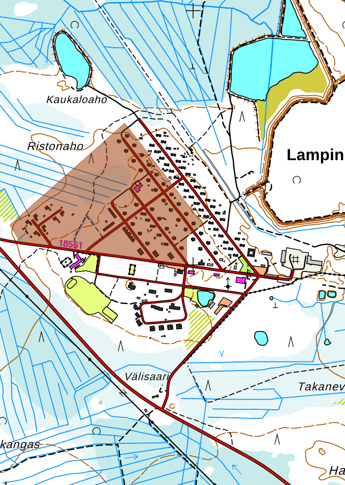 Talousvesi on keitettävä karttakuvassa näkyvällä Lampinsaaren alueella