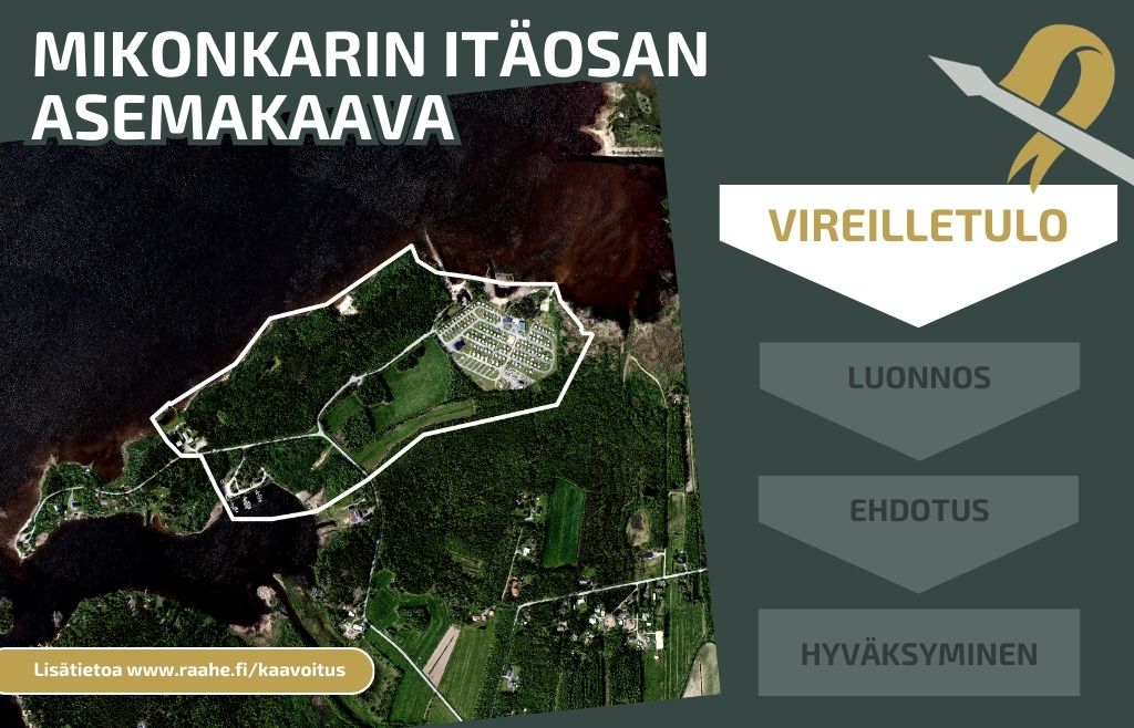 Asemakaava-alueen rajaus ilmakuvassa.