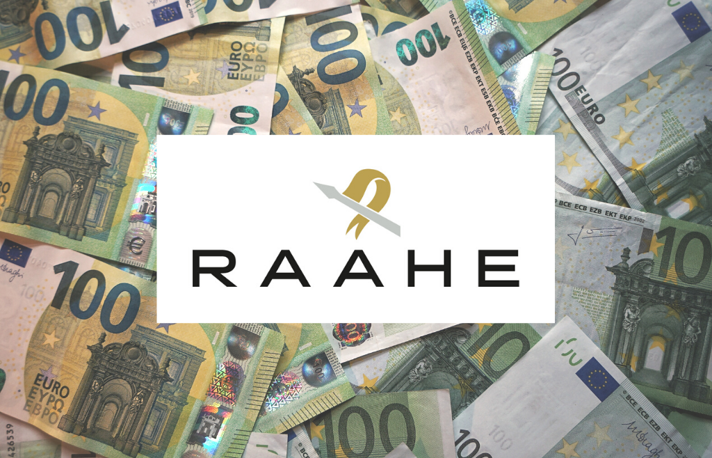 Sadan euron seteleitä ja Raahen kaupungin logo.