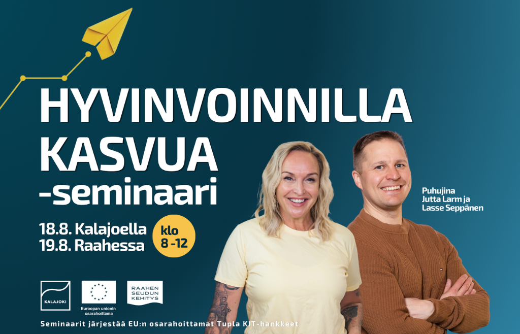 Tilaisuuden nimi, ajankohta, puhujien valokuvat ja järjestäjien logot.
