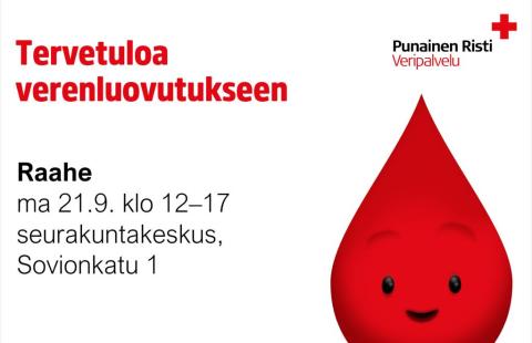 Tervetuloa verenluovutukseen.