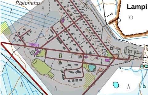 Talousvesi on keitettävä karttakuvassa näkyvällä Lampinsaaren alueella