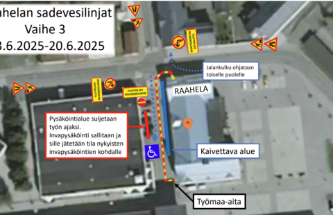 Kartta työmaa-alueesta.