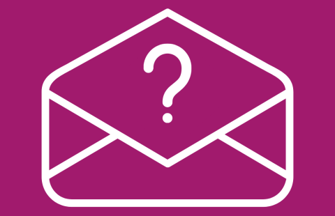 Graafinen kuva, jossa kirjekuori ja kysymysmerkki kirjekuoren sisällä.
