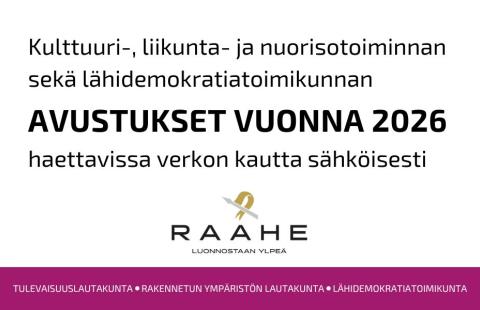 Kulttuuri-, liikunta- ja nuorisotoiminnan sekä lähidemokratiatoimikunnan avustukset vuonna 2026 haettavissa verkon kautta sähköisesti.