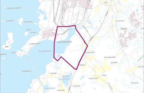 Taustakartalla esitettynä osayleiskaavanrajaus.