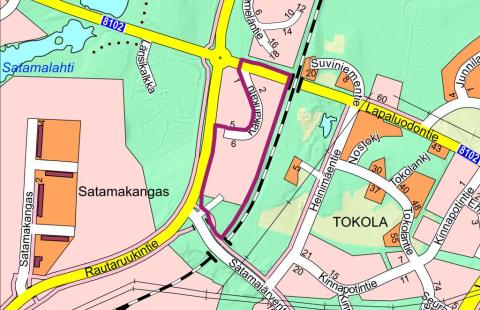 Kaavanrajaus opaskartalla.